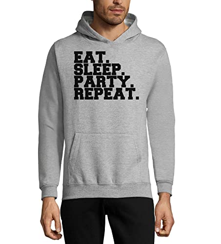 Sweat à capuche Eat Sleep Party Repeat gris en coton mélangé pour homme et femme