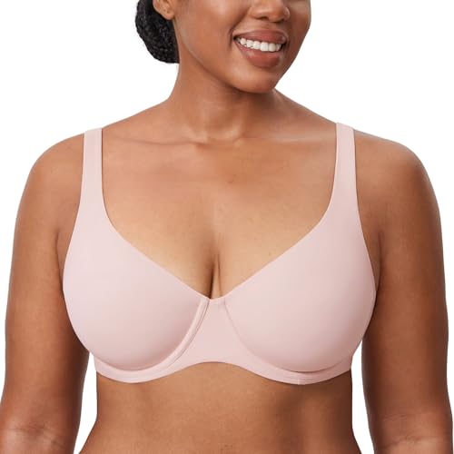 Image of DELIMIRA Women's Confishape Unlined Balconette Bras | Underwire, Supportive, No Padding, Tshirt Bra, Full Coverage, Plus Size