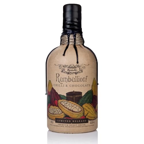 Rumbullion! Chilli and Chocolate, 50cl - 42.6 Percent ABV Spiced Rum Flavoured with Cocoa Nibs and Chipotle Chillies - Hand-Crafted Caribbean Rum Blended and Bottled in the UK