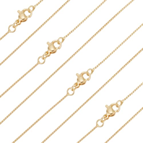 Beebeecraft 1 caja de 6 cadenas Serpentinas para Mujer Cadena de Serpiente de Latón Chapada En Oro de 18 quilates Collar de Cadena de Eslabones 15.75 pulgada (400mm)