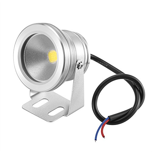 LemonBest® 10w 12v Silver LED Underwater Flood Light IP67 Water-Resistant Landscape Fountain Lamp (Warm White)