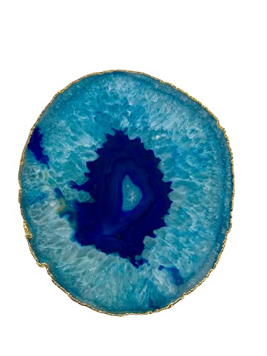 Nature's Decoration Agate Geode Thick Trivet, Stone Trivet (Blue)