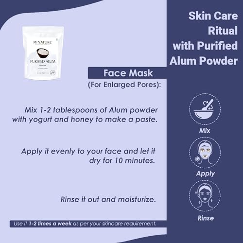 Image of Mi Nature Alum Powder Potassium (Fitkari /Phitkari) -100% Natural Skincare for Acne, Odor Control & Water Purification Face Mask for |Pore Refining 454g (16oz) |Face Pack Powder |Cruelty-Free