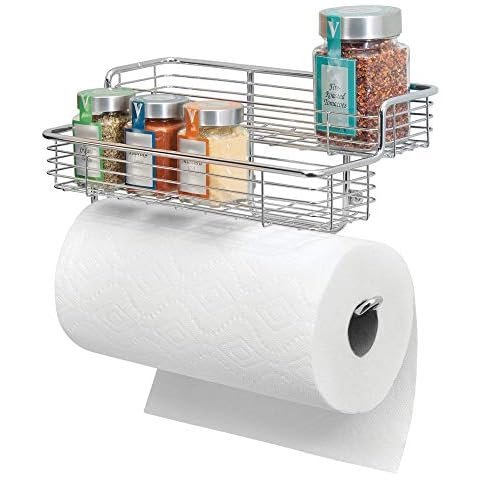 mDesign Portarrollos de Cocina con Estantes para Especias Integrados Cover
