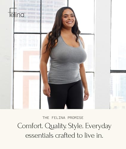Image of Felina Stretch Layering Womens Tank Top - Seamless Cotton Tank Top for Women, Workout Top (3-Pack)