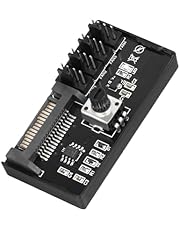 YANBORONSN 12V 4 Pin PWM PC Fan Controller for 4 PC Fans,1 in 4 Out PWM Fan Hub Powered by SATA,12 V Cooling Fan Speed Knob Controller with Max Total 60W 5A Output