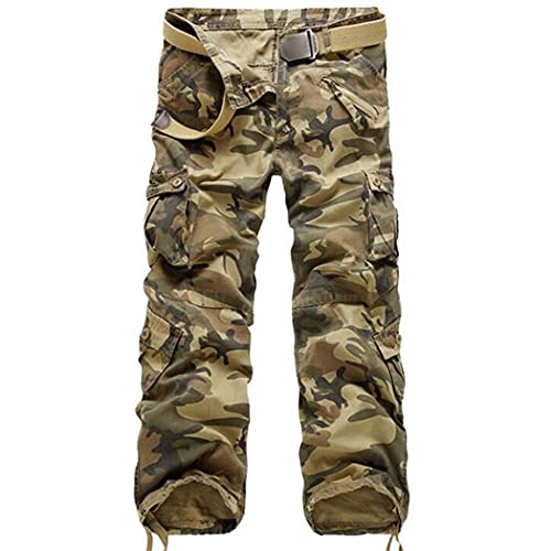 Pantalon cargo jaune pour homme style militaire coupe ample taille 34