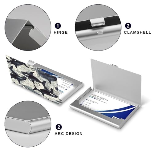 Metal Business Card Holder Ultra Slim - Killer Whale Professional Aluminum Alloy Card Case with Magnetic Closure, Compact ID Credit Card Organizer Wallet for Men Women4