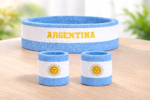 Image of Suddora Country Headband & Wristbands Set (Includes 2 Wrist & 1 Head Sweatband), Highly Moisture Wicking