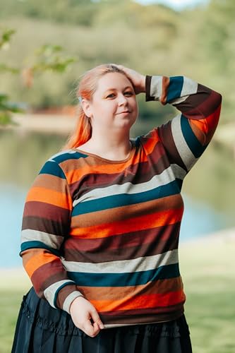 Image of CARCOS Plus Size Tops for Women Color Block Flower /Striped /Camo Crew Neck Long Sleeve Tee Shirt