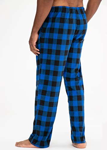 Devops Men's Buffalo Plaid Plush Fleece Pajama Pants Sleepwear (Large, White/Blue) #TOP6