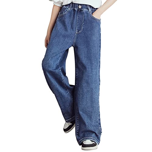 birbyrrly Girls Wide Leg Jeans Kids Baggy Elastic Waist Casual Denim Pants with Pockets3