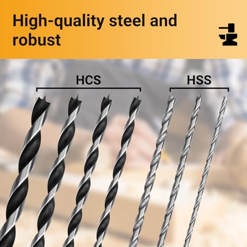 TOOLMAYS 7pcs Wood Drill Bit Set 4 mm, 5 mm, 6 mm, 7 mm, 8 mm, 10 mm, 12 mm x 230 mm Long Drill Bits Wood For Hardwood Softwood Plywood Mdf And Chipboard 3 TOOLMAYS 7pcs Wood Drill Bit Set 4 mm, 5 mm, 6 mm, 7 mm, 8 mm, 10 mm, 12 mm x 230 mm Long Drill Bits Wood For Hardwood Softwood Plywood Mdf And Chipboard - Image 3