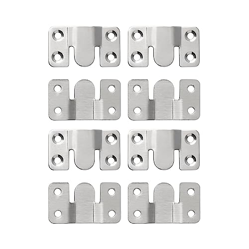 Image of Interlock Hanging Buckle,wall brackets, 2 /4pcs Headboard Wall Picture Hanger Display Hook Stainless Steel Interlocking Flush Mount Bracket Photo Frame Hardware ( Color : 4pcs , Size : 30*53mm ) ( Colo
