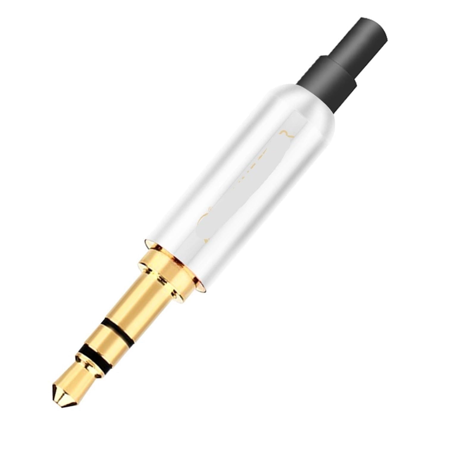 Lot de 10 connecteurs audio en cuivre 3,5 mm 3 pôles connecteur stéréo jack mâle de 3,5 mm avec prise arrière (White-Black Tail)