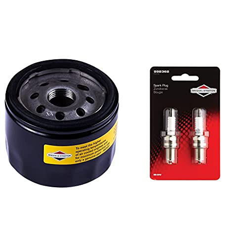 Briggs & Stratton Original Ölfilter, 2 1/4 Zoll 492932S, 10.2 cm & 2x RC12YC Briggs & Stratton BS-OHV Zündkerzen Cover