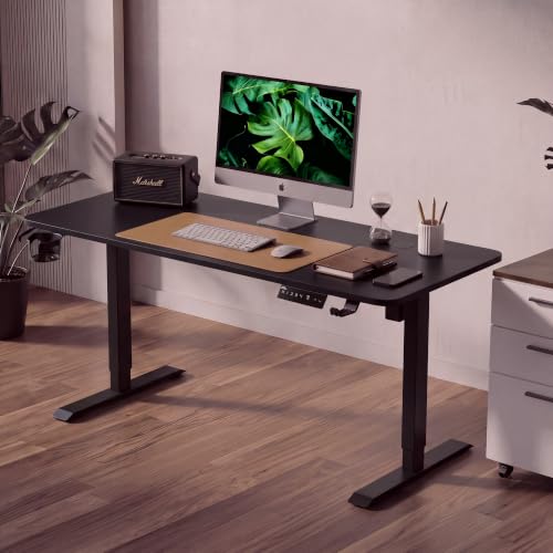 Image of V ONE Electric Standing Desk | Compact 1-Piece Top | 70Kg Weight Capacity | 3 Memory Preset | 5 Year Warranty | Built-in Cup & Headphone Holder | Home Office (Black, 100 * 60 CM)