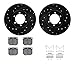 Dynamic Friction Company Front Brake Rotors-Drilled and Slotted-Black with 5000 Advanced Brake Pads includes Hardware 8512-67009