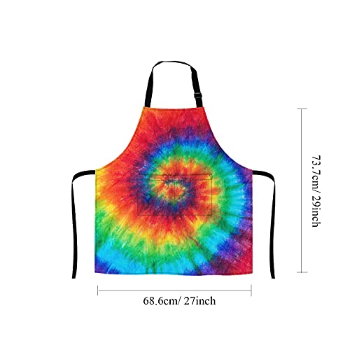 Qnyko 2 Piece Kitchen Tie Dye Bib Aprons For Men And Women, Adjustable Neck Bands Waterproof Aprons With Pockets For Chef Bbq Painting #TOP1