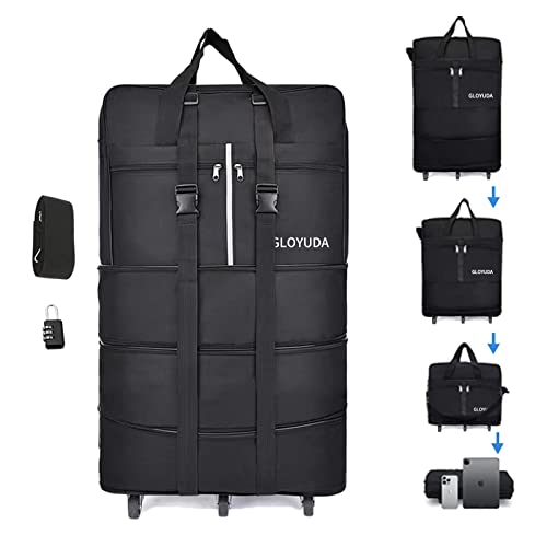 Gloyuda Expandable Foldable Luggage, 36'' Suitcase With Spinner Wheels, Rolling Duffel Travel Bag Large Capacity Collapsible Luggage, With 1 Combination Lock And 2 Fixing Straps, 1 Shoulder Strap #TOP3