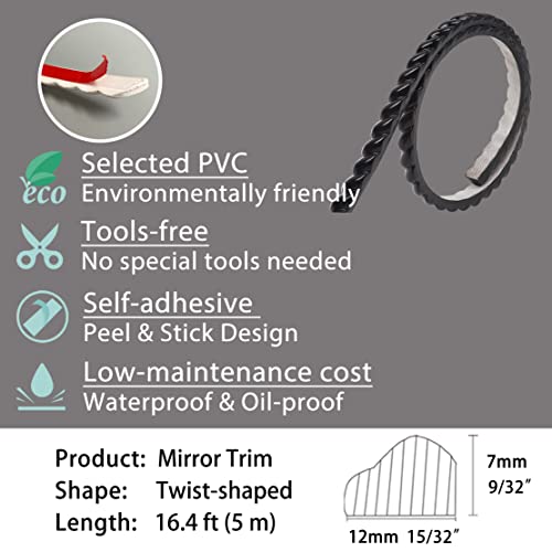 Flexible Molding & Mirror Trim | Peel And Stick Self-Adhesive Design | Corner Trim For Floor Wall Baseboard Countertops, 16.4 Ft #TOP2