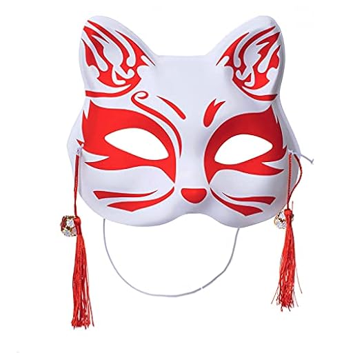Kitsune Japonés Inu Boku Fox Gato Lindo Cosplay Media Máscara Masquerade Navidad - rojo - talla única | Ya disponible en tu tienda friki favorita! En mundofriki.es!