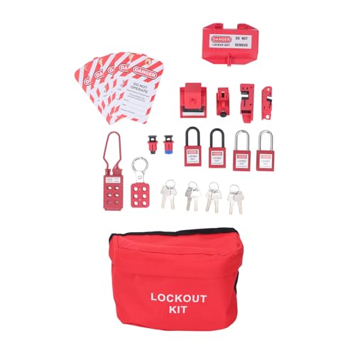 Electrical Lockout Tagout Kit: Car Lockout Kit with Hasps, Plug Lockout, Loto Safety Locks, Hanging Tags, Keys, and Storage Bag for Automotive Lock Out Kit