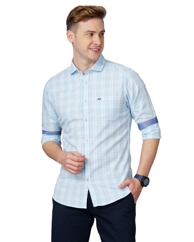 British Club Men Checked Slim Fit Shirt | Stylish Slim-Fit Shirt with Classic Checked Pattern | Comfortable Shirt for Casual and Office Wear | Tailored Shirt for Men |