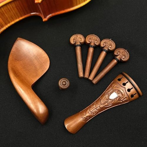 accesorios profesionales para violín Violín 4/4 Con Patrones Tallados En Madera De Azufaifo Cordal De Ébano Clavijas De Afinación Clavijas De Extremo Y Soporte De Barbilla Accesorios Para Violinista(J