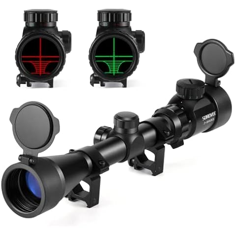 SOROVEE Rifle Scope 3-9x40 EG Red Green Rangefinder Illuminated Optical Tactical Airsoft Scopes for Hunting with 20mm Free Mounts and Flip-Open Covers Cover