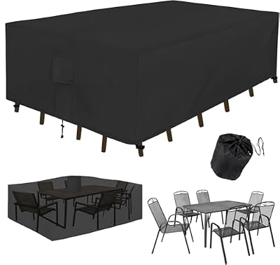 Che Yi Bao Outdoor Table Furniture Cover Waterproof Rectangle Patio Sectional Couch Set Cover 126" L×63" W×28" H 600D for Lawn Backyard