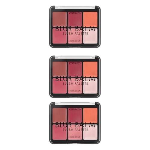 Catrice Blur Balm Blush Palette, Nr. 010, Mehrfarbig, 6 Farben, hochpigmentiert, sofortiges Ergebnis, natürlich, strahlend, vegan, ohne Parfüm, ohne Alkohol, ohne Parabene, 3er Pack (3x6g)
