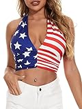 Ovokcina Women's American USA Flag Patriotic Sleeveless Crop Tank Tops 4th of July Summer Tops Outfits Shirts