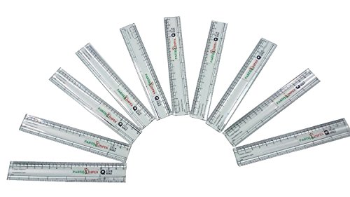 PARTH IMPEX 6 Inches Clear Plastic Ruler (Pack of 10) with mm Digit Markings Straight Ruler Measuring Tool for Student Home Office School (6 Inch / 15 cm)