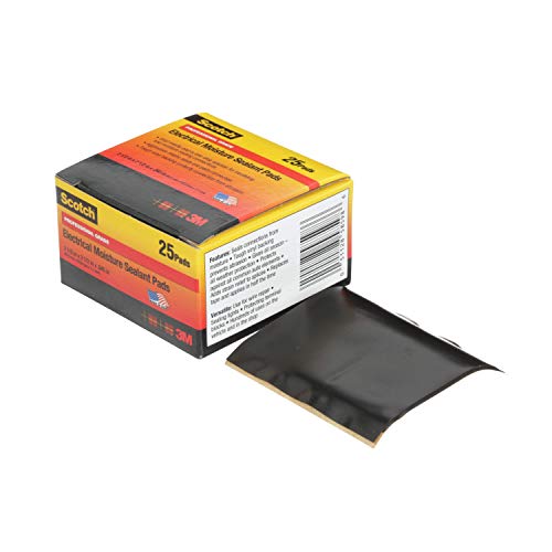 Image of 3M Scotch Electrical Moisture Sealant Pad 06149, 2-1 /2 in x 2-1 /2 in, Black, Box of 25