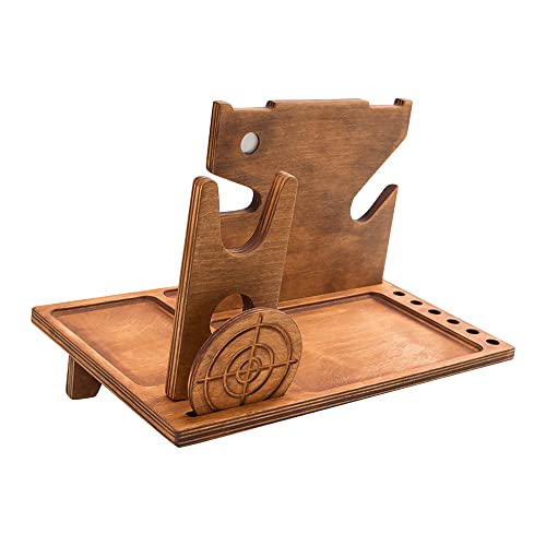 Night Stand Gun Tray Organizer Wood Gun Holder Hangun Safe Pistol Stand With Watch Charger American Flag Edc Tray - Fathers Day Gifts For Police Officers Men Gun Concealment Décor For Gun Lovers #TOP7