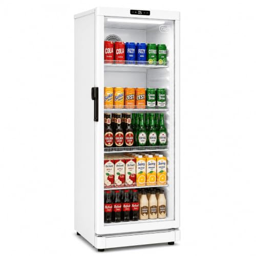 Image of GRS Commercial Display Refrigerator with Glass Door Lock | Cool Air Flow & Temperature | Beverage fridge, Drink and Wine Cooler with Adjustable Display Shelf for Stores and Bars | Silver, 7.1 Cu. Ft