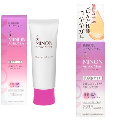 【セット買い】MINON(ミノン) アミノモイスト エイジングケア ミルククリーム 100g サンプル付き 【敏感肌】乳液+クリーム ハリ つや 保湿 + MINON(ミノン) アミノモイスト エイジングケア オイル 20mlL【 敏感肌】 美容液 オイル