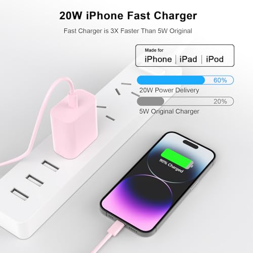Image of [Apple MFi Certified] iPhone Charger Fast Charging 6FT Compatible for iPhone 14 /13 /12 /11 Pro Max /Xs Max /XR /X 2Pack 20W Type C Fast Charger Block with 6FT USB C to Lightning Data Sync Charging Cable