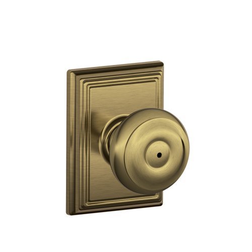 SCHLAGE Georgian Bed/Bath Privacy Door Knob with Lock, Antique Brass