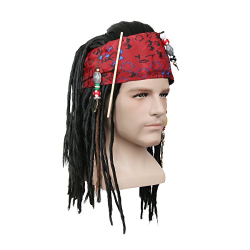 Pirates Wigs Bandana Dreadlock Dlx Jack Sparrow Halloween Costume #TOP3