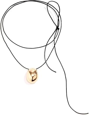 Oval Pendant Necklace Minimalist Dainty Chunky Bold Necklace for Women
