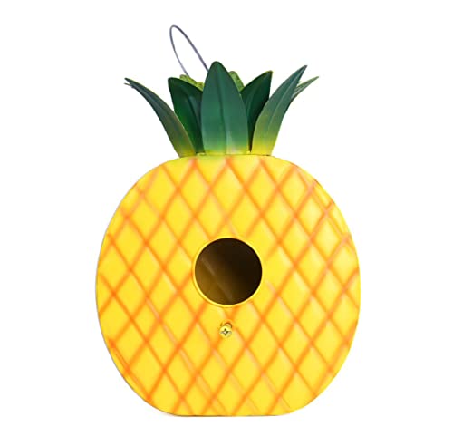 Outside Hanging Decorative Metal Pineapple Bird House Hand-Painted Birdhouse Yard Garden Decor 10"X7"X3" Hummingbird House #TOP1