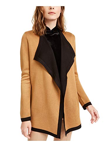 Anne Klein Womens Open Front Drapey Cardigan Sweater Brown Xl #TOP23