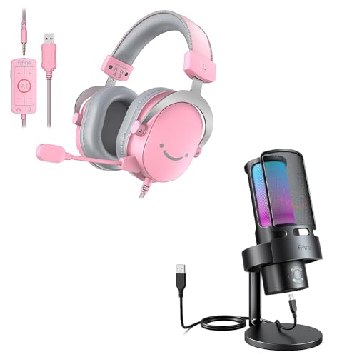 FIFINE USB Gaming Headset and PC Computer Microphone,Over-Ear Wired Streaming