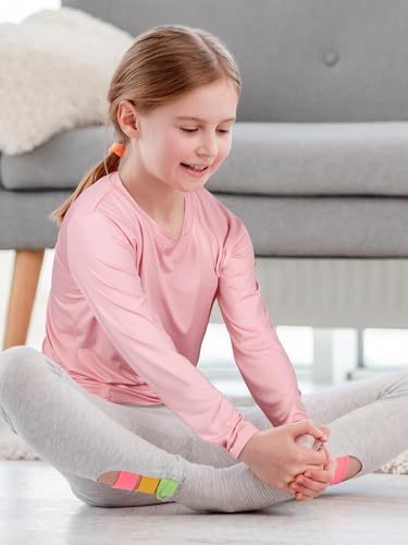 Meninas Camisa de Manga Longa Atlético Ativo Dry Fit Gola Redonda Camiseta Soft Activewear Camisas p