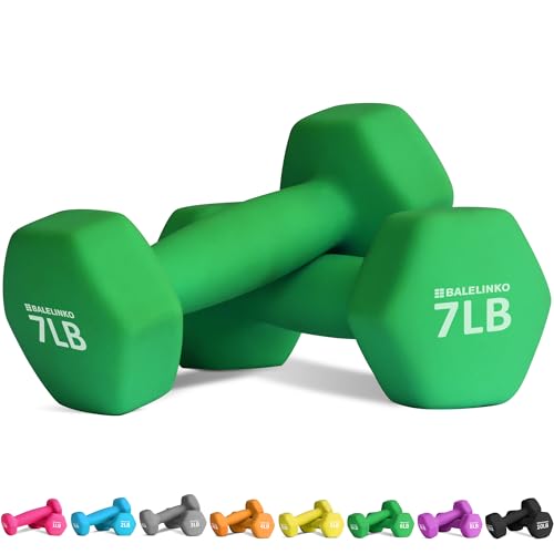 Balelinko Home Gym Equipment Workouts Strength Training Weight Loss Pilates Weights Yoga Sets Weights for Women, Men, Seniors and Youth, 7LB Green, Pair