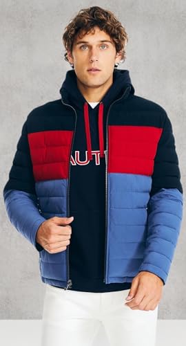 Image of Nautica Men's Reversible Quilted Puffer Jacket -Midweight Mechanical Stretch Winter Coat