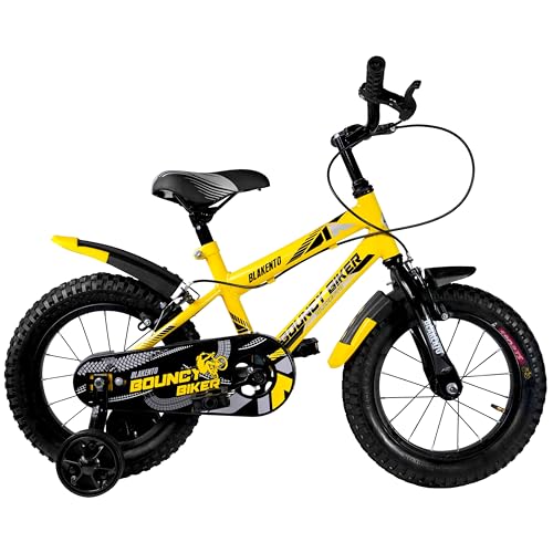 BLAKENTO Kids Cycle for Girls and Boys |14T Bouncy Bikers Cycle for Kids 2 to 6 Years| Premium Gloss Finished Yellow (14T)