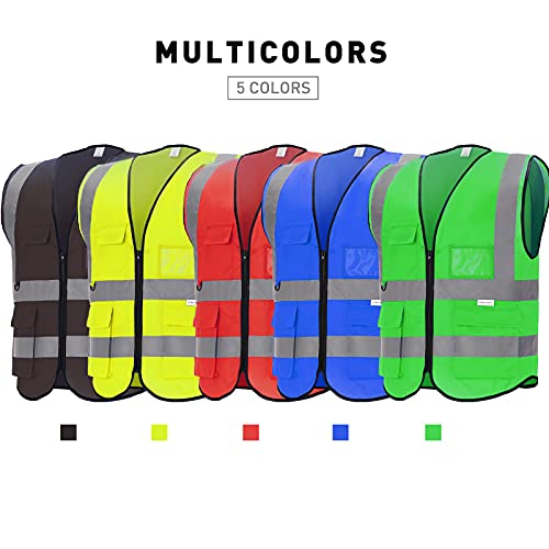 Worcbgio Reflective Safety Vest With Pockets High Visibility Sliver Strip For Men And Women (Yellow, Medium) #TOP5